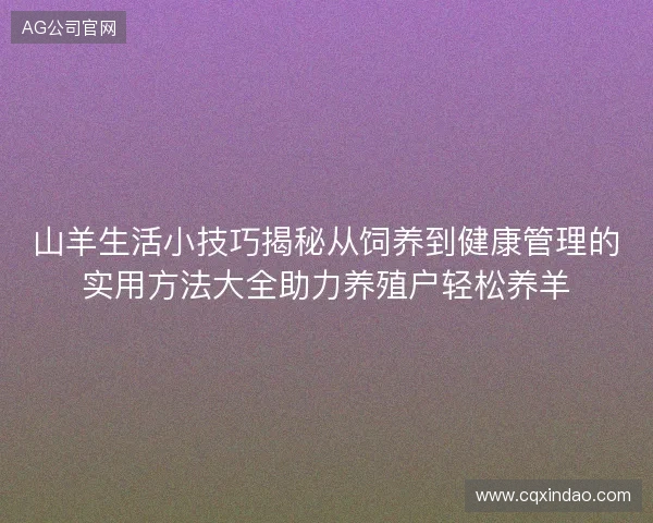 山羊生活小技巧揭秘从饲养到健康管理的实用方法大全助力养殖户轻松养羊
