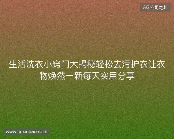 生活洗衣小窍门大揭秘轻松去污护衣让衣物焕然一新每天实用分享 生活洗衣小窍门大揭秘轻松去污护衣让衣物焕然一新每天实用分享